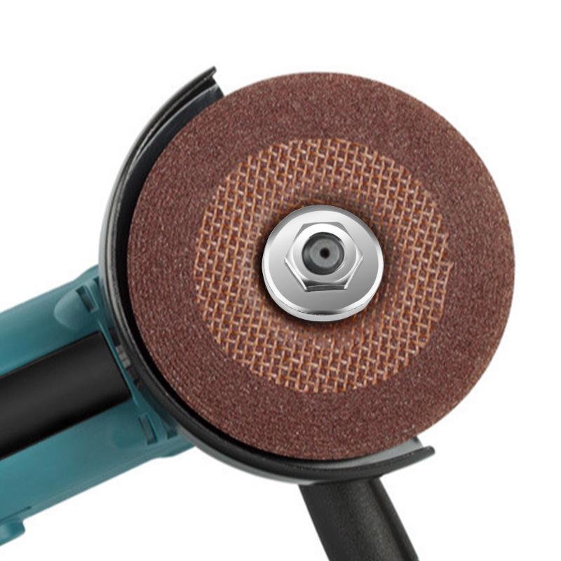 Type 100 Silver Angle Grinder Pressure Plate with Modified Clamping Cover and Hex Nut for Grinding Wheel Tools.