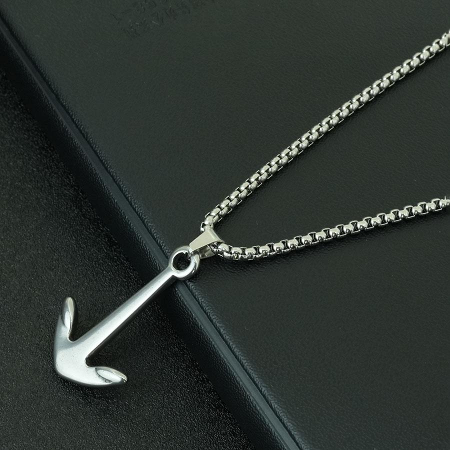Stainless Steel Nautical Anchor Necklace for Men 60cm Long Fishhook Skull Arrow Pendant Beach Jewelry