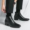 Fashion British Style Chelsea Men's Boots High-quality Side Zipper Business Formal Leather Boots High Heels Platform Men's Casual Shoes