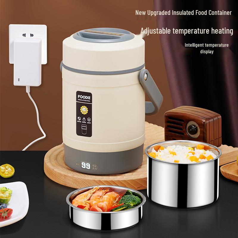 Contenitore per Riso Portatile in Acciaio Inossidabile Riscaldato USB - Grande Capacità, Pranzo Isolato per Uso Esterno e in Ufficio