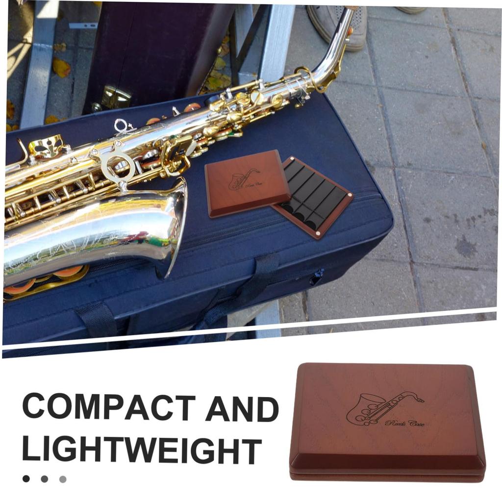 NUOLUX Alto Saxophone Reed Case, Water-Resistant, Scratch-Resistant, Wear-Resistant, Universal Fit for Oboe and Clarinet, Sleek Wood Grain Finish,