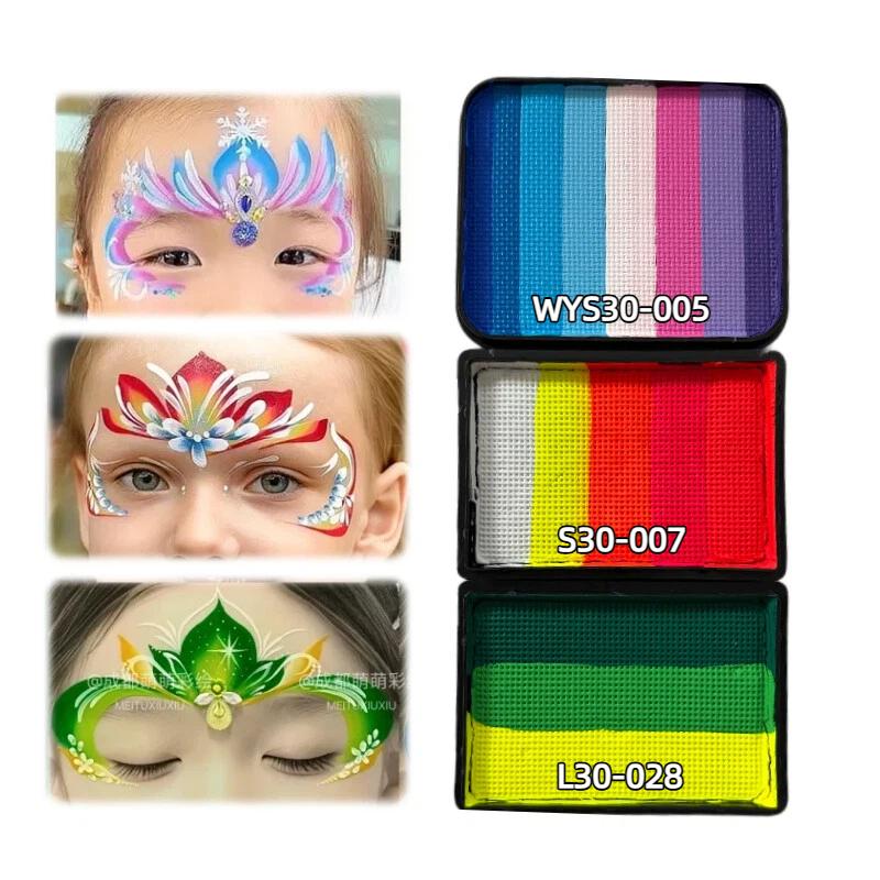 3 30g Children's Professional Rainbow Split Cake Face Painting Body Painting Makeup Is Non-toxic Safe And Easy To Clean