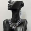 Light Luxury Zircon Flower Necklace Celebrity Style Earrings Design Set High Quality Ear Jewelry