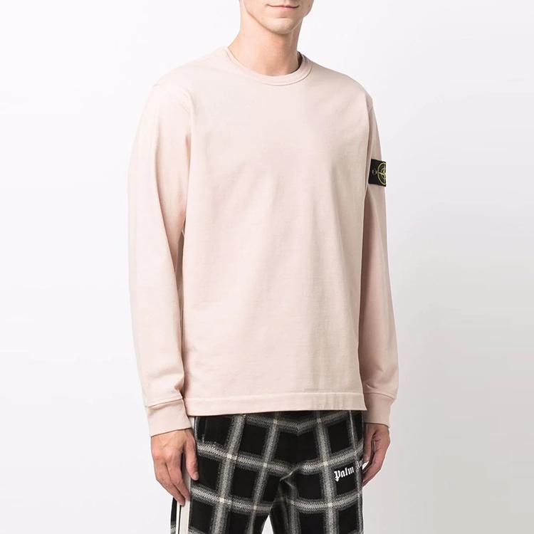 STONE ISLAND Compass Badge Crew Neck Long Sleeve T-Shirt Men Tops Light-Pink 751564450-V0082