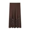 2026 European Style Women's Mid-Length Lace Silk Satin Skirt