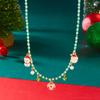 Christmas Necklaces for Women Girls Handmade Rice Beads X'mas Tree Santa Claus Snowman Gift Necklace Pendant New Year Jewelry