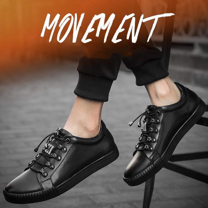 Genuine Leather Men Casual Shoes Male Shoes Autumn Winter Fashion Men'S Leather Shoes Warm Men Shoes High Quality Black Sneakers