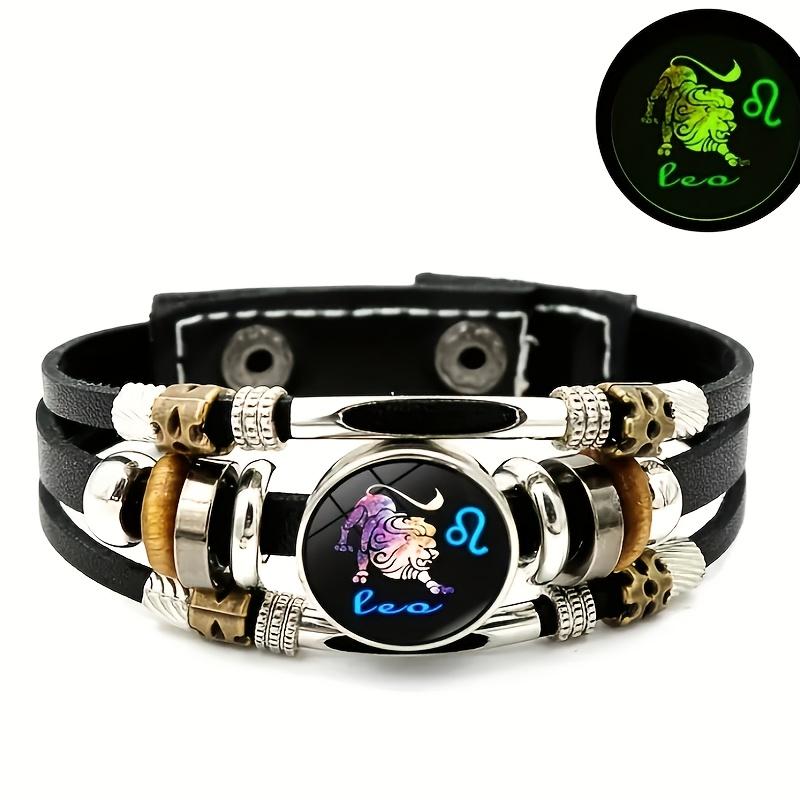

Звездные созвездия, 1 шт. светящийся браслет из ПУ кожи с 12 созвездиями, крутой многослойный браслет из бусин для мужчин и женщин Leo