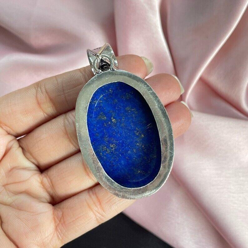 Lapis Lazuli Pendant With Silver Chain Necklace 925 Sterling Silver Pendant