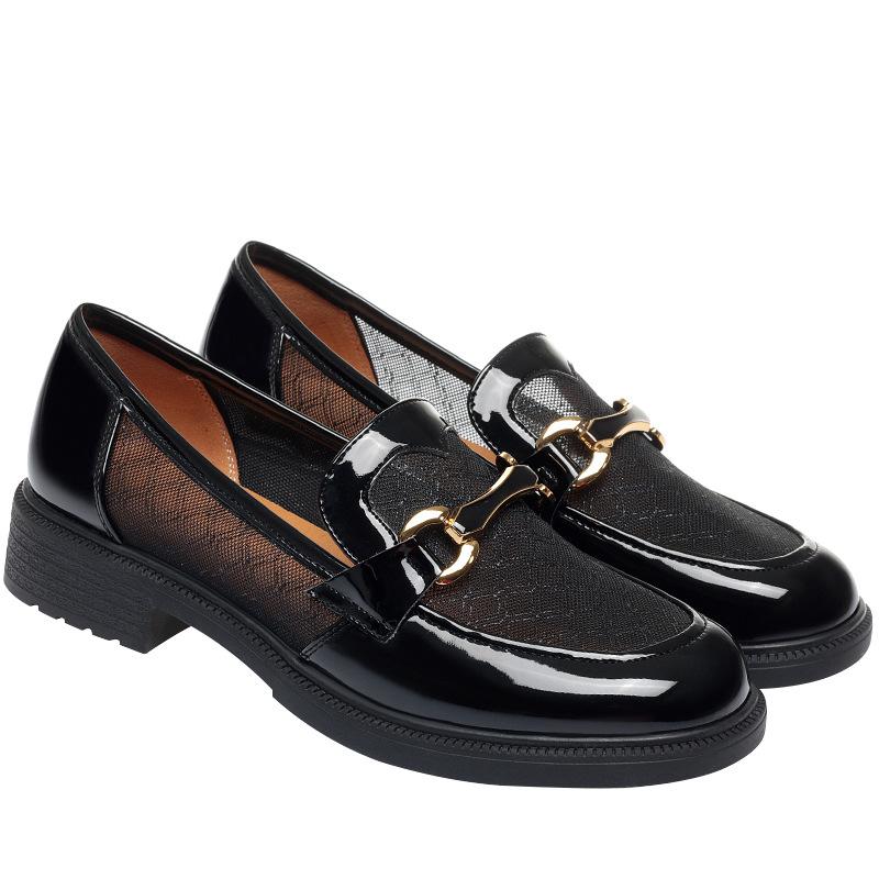 fashion Summer British Style Mesh Hollow Loafers Women's Shoes Fashion Soft Leather 2024 Retro Office Footwear Slip On Pumps Grace