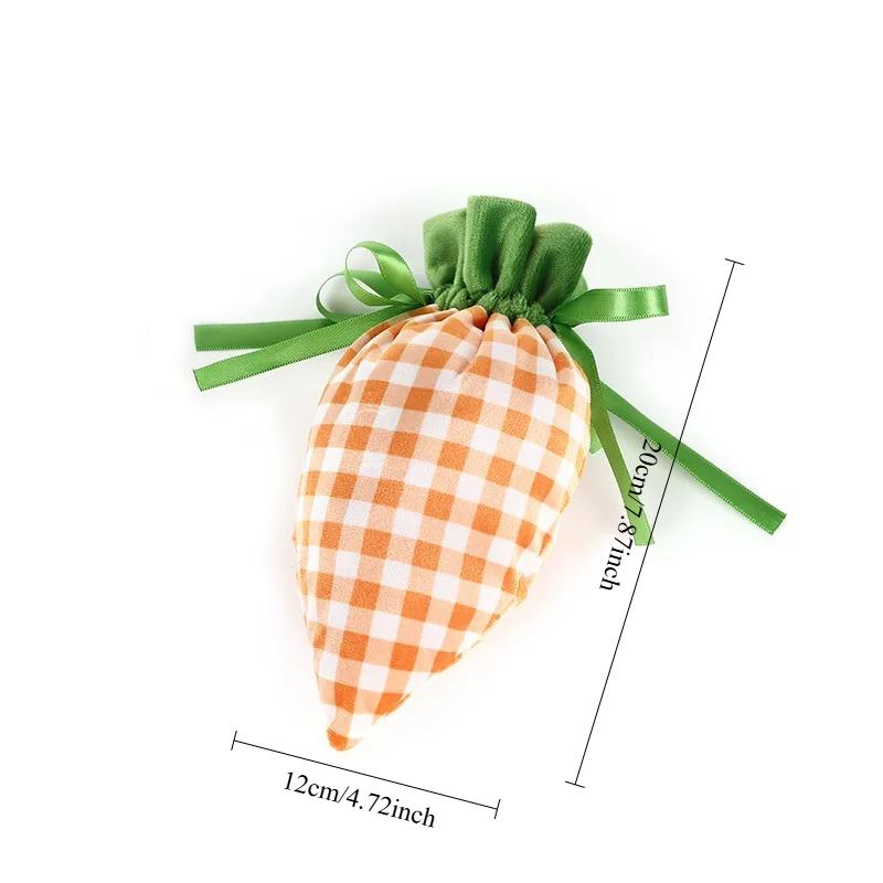 Easter Carrot Rabbit Bags Cute Bunny Gift Packing Velvet For Valentine Chocolate Candy Wedding Party Jewelry Organizer