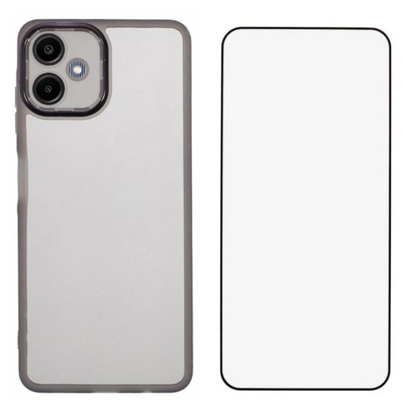 

WANLONFENG DKSM Series for Samsung Galaxy A06 4G TPU Case Electroplated Frame with Tempered Glass Transparent Black