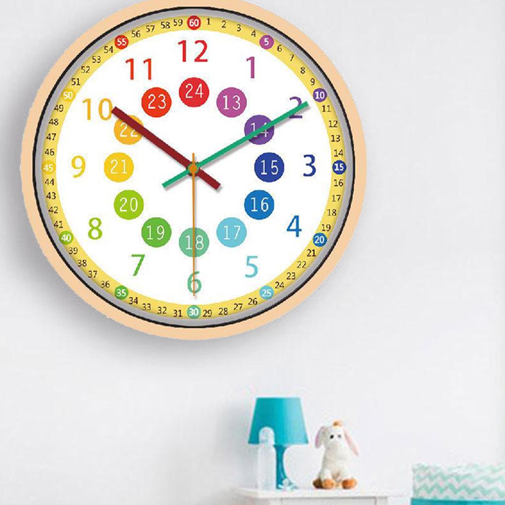 Playrooms and Kids Bedrooms 10in YiiHaanBuy Mute Child Analog Battery Operated Learning Clock,Perfect Room & Wall Decor for Classrooms