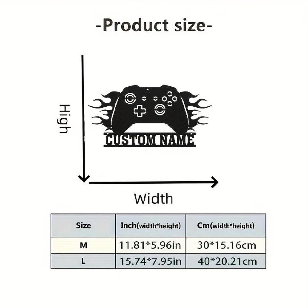 Personalized Metal Gaming Controller Wall Decor, Custom Name Sign for Gamers, All Weather Art for Game Room, Birthday Gift for Teens Adults