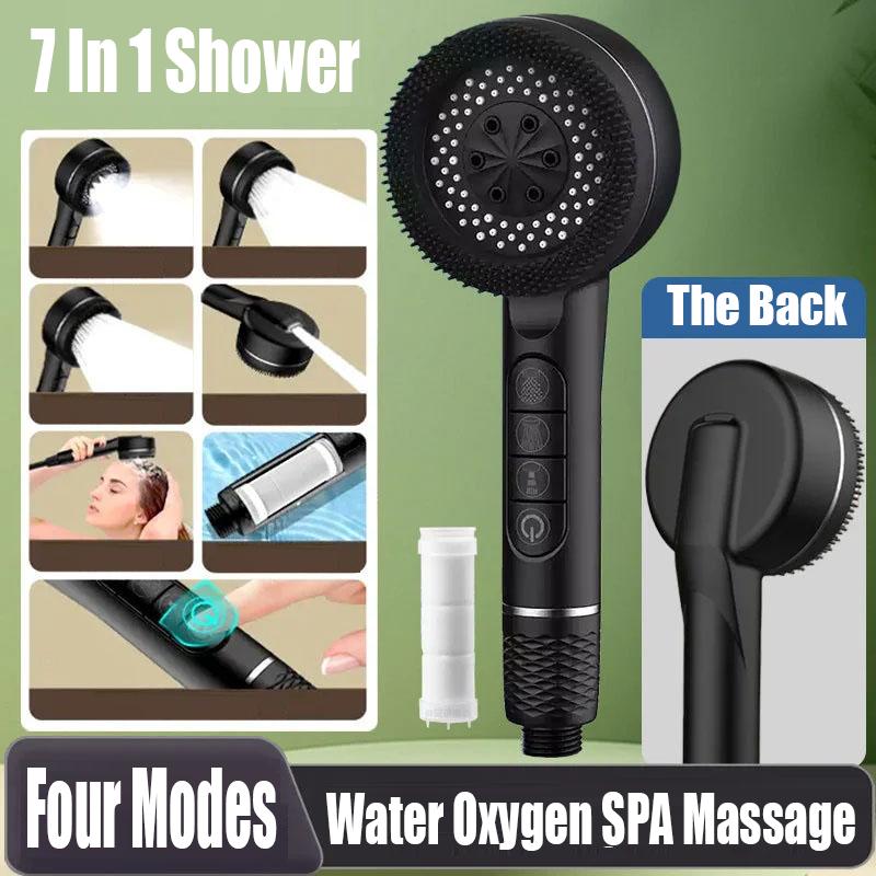 4 Modi Hochdruck Wassersparender Duschkopf Ein-Tasten Stopp Wasser Massage Sprüherset Mit Filterelement Badezimmerzubehör