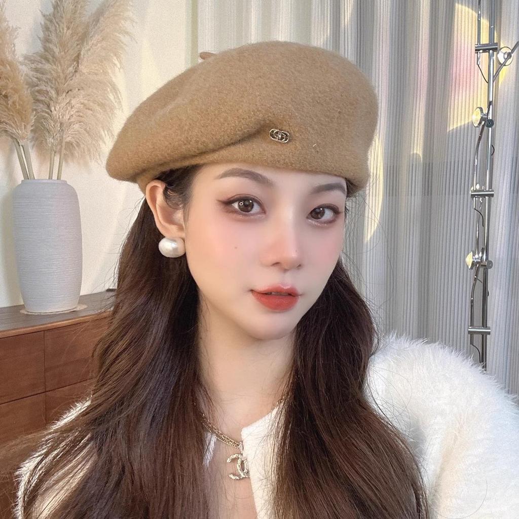 Britische Wolle Filz Koreanische Perlen Retro Baskenmütze für Damen - Herbst/Winter Society-Maler Trend