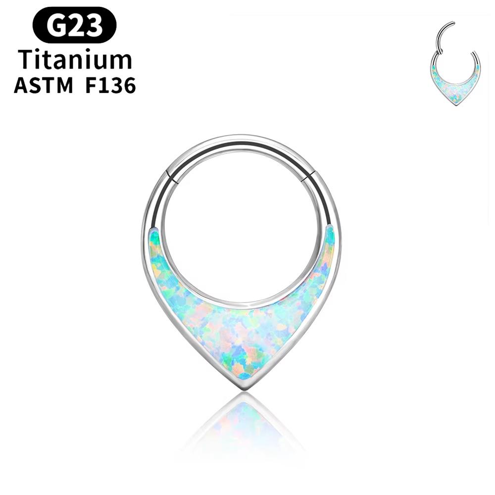 ASTM F136 Titanium Anodizing 16G Septum Hoop Ring Hinged Segment Nose Clicker Tragus Helix Daith Earring Piercing Zircon