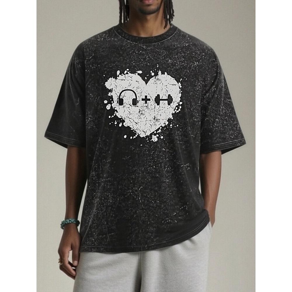 

Holiday Men s Washed Summer Tees Casual Loose Muscle Pixel Art Gym T-Shirt Retro Cottons Workout Tee Man Clothings 3XL