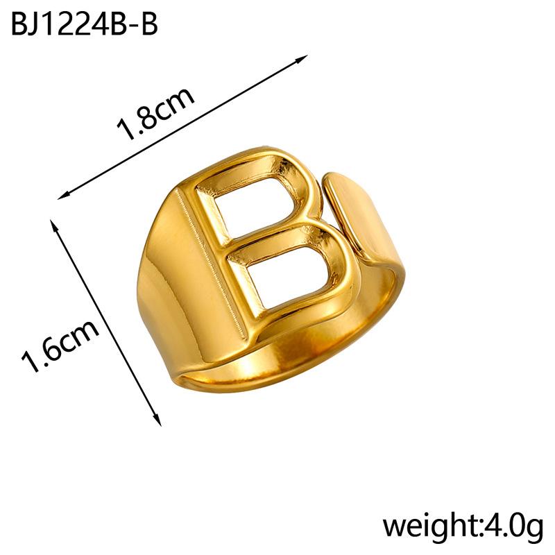 CARLIDANA Designer Initial Letters Alphabet Waterproof Gold Plated Non Tarnish Stainless Steel Fashion Jewelry Rings for Women