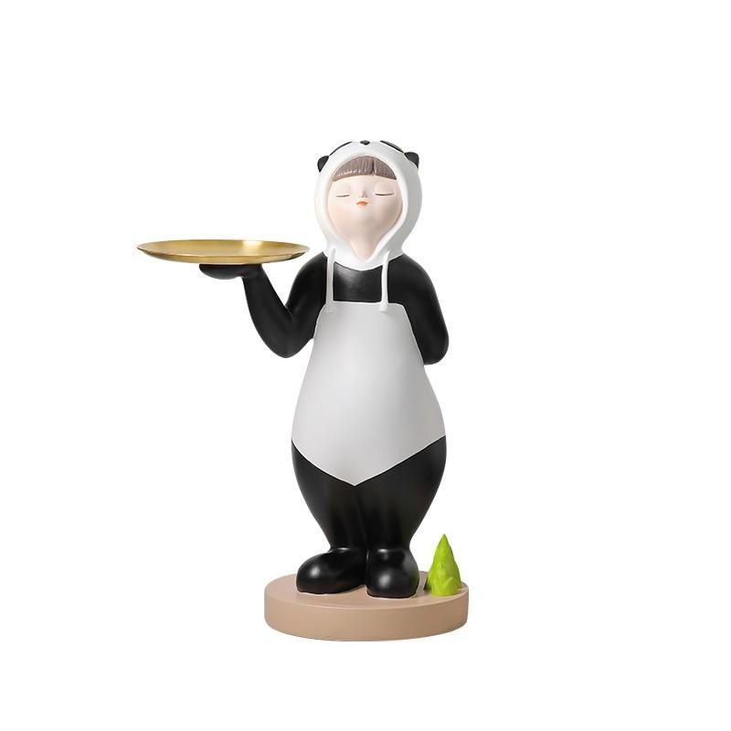 Creative Design Panda Girl Floor Ornament Large Pallet Storage Living Room Nice Entrance Home Decoration Home Relocation New House Gift
