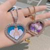 Dianyi Jewelry Double-Sided Rotating Photo Frame Necklace Pendant