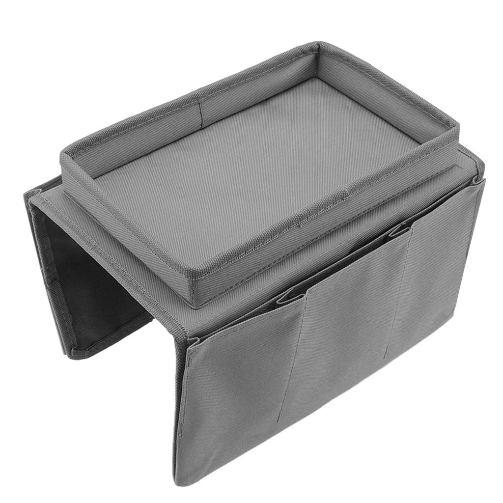 Sofa Tray Folding Arm Storage Holder Table 600D Oxford Cloth Side Pockets for Couch