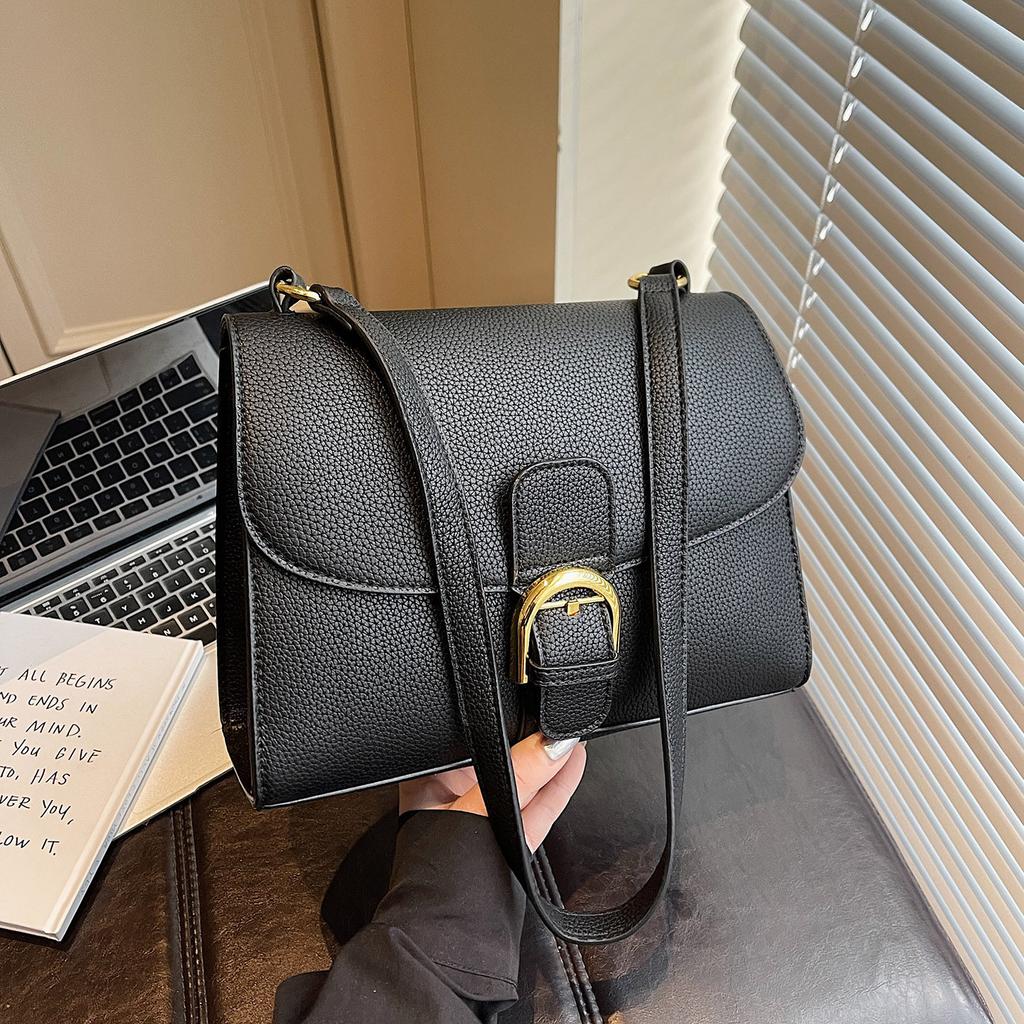 Luxury Retro Lychee Pattern SquareHandbags for Women 2026 New Style Versatile Commute One Shoulder Crossbody Bags PU Pouch