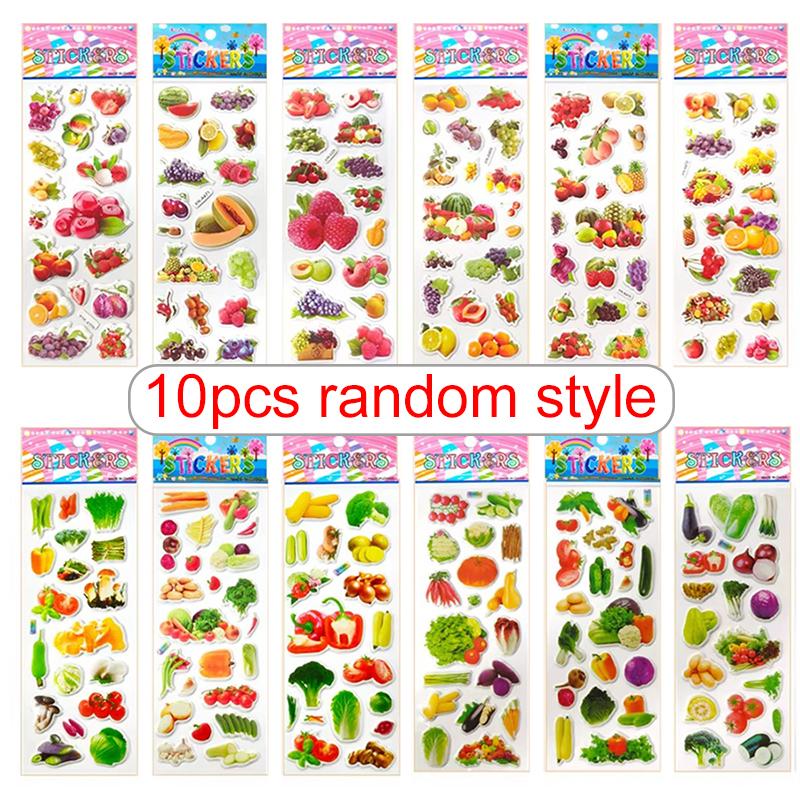 10sheets 3D Bubble Decorative Sticker Colorful Cartoon Cute Style Reusable Stickers for Birthday Christmas New Year Gift TMZ