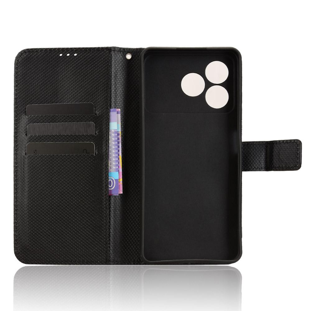 For ZTE Blade A36 Leather Wallet Case with Strap Diamond Texture Phone Cover