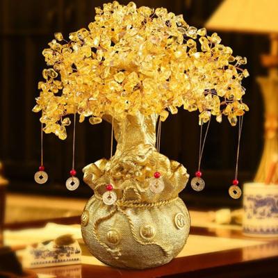 Drzewo szczęścia Bogactwo Żółte drzewo Naturalne drzewo pieniędzy Ozdoby Bonsai Styl Bogactwo Szczęście Ozdoby Feng Shui Rzemiosło