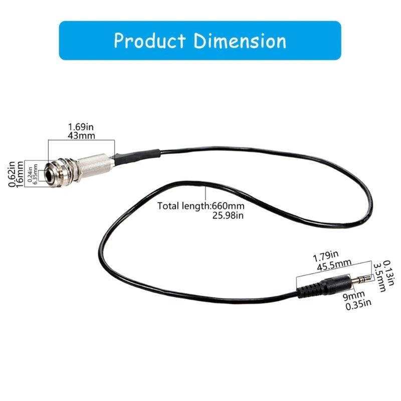 Acoustic Guitar Piezo Adapter Cable 660mm Endpin Jacks Stereo Plug Play Replacement Power Cord for Pickup Systems