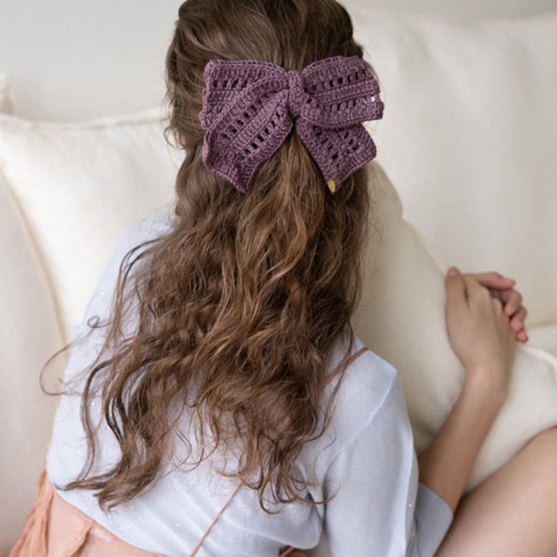 

MERRYMOTIVE Special crochet knitted ribbon hairpin (4colors) Mute purple