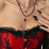 Salircon Gothic Multilayer Love Heart Jesus Cross Pendant Necklace Set Women Vintage Clavicle Chain Halloween Party Jewelry Gift