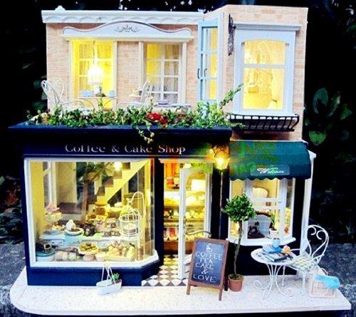 (t-FREAK) Dollhouse DIY Kit Set Miniature European Travel Diary Paris Street Corner Cafe In Hallstatt