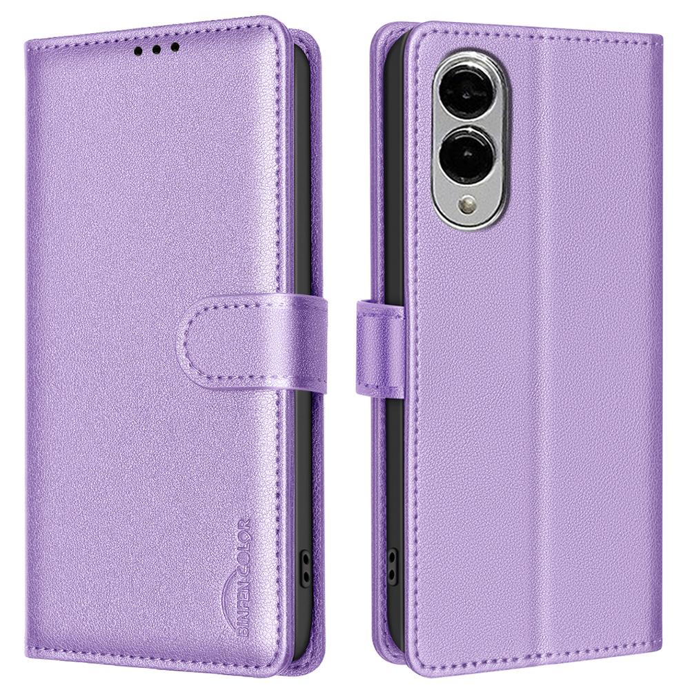 

BINFEN COLOR BF32 For Samsung Galaxy S25 Edge Leather Case Wallet RFID Blocking Phone Cover Purple