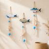 Wood Fish Wall Hanging Decors for Entryway, Bedroom, or Living Room, Ocean Theme Piece with Rope and Color Detail Trim