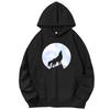 Felpe con Cappuccio Grafica Divertente Lupo Ululante alla Luna Blu Felpe Pullover in Cotone Moda Primavera Autunno Felpa Sportiva