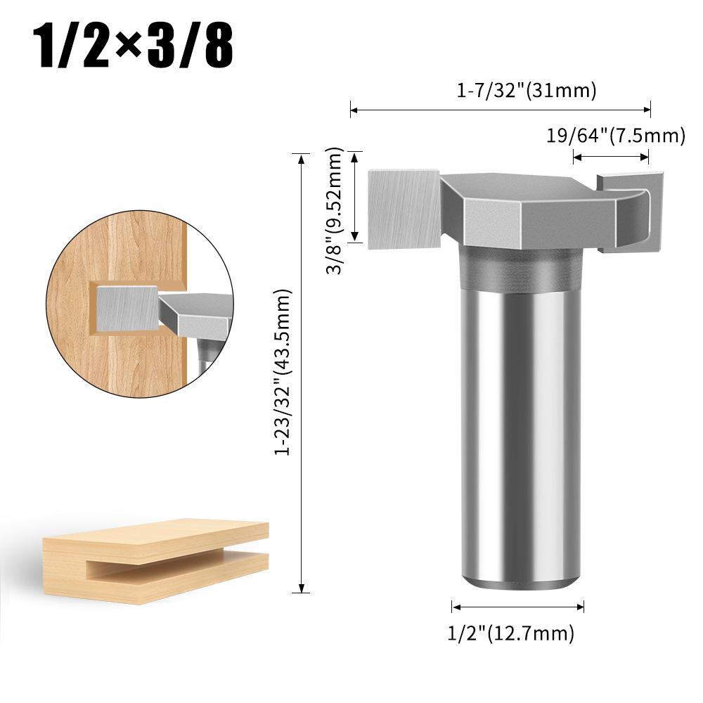 1/4 Schaft T-Messer 1/2 Nutfräser Legierung Nutfräserkopf Holzbearbeitung Fräser Wolframstahl Fräserkopf Holzbearbeitung Nutfräser