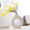 Creative White Ceramic Vase Ornaments Living Room Flower Instrument Geometric Shape Dining Table Top Home Decoration Ornaments