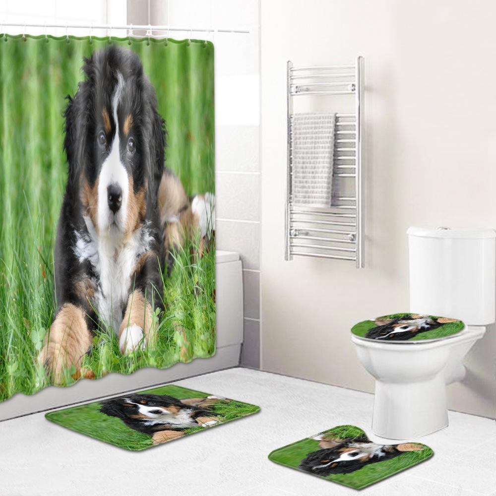 Creative Bathroom Non-Slip Floor Mat, Shower Curtain Combination Carpet, European And American Style Explosion Woman