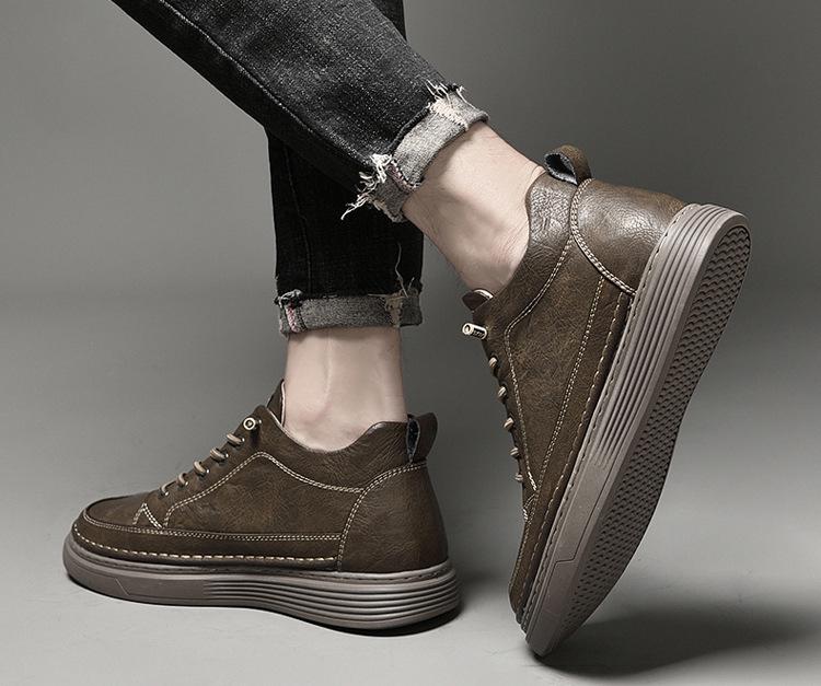 Men's Retro High-Top Sneakers | Thick-Soled, Casual, Invisible 6cm Height Boost, Autumn Trend
