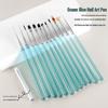 Gradient Nail Art Brush Set - Striping & Sweeping Brushes with Ocean Crystal Blue Light Therapy Pen