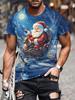 Men's Christmas T-Shirt 3D Print Santa Claus Reindeer Short Sleeve Casual Tee Top