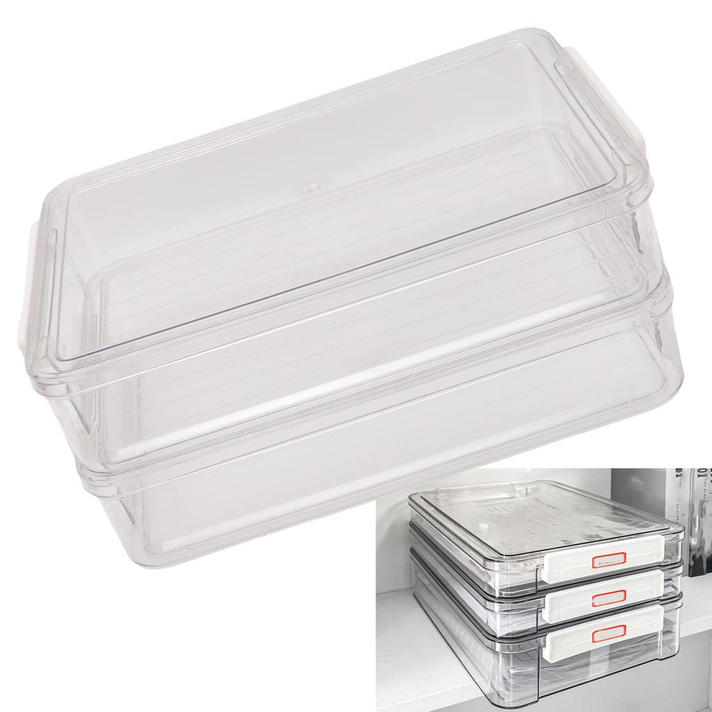 2PCS File Storage Box with Lid Clear PET Stackable for Paper Photos Documents Scrapbook Crafts and School Supplies