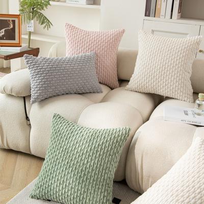 Corduroy Short Pillow Solid Color Modern Simple Sofa Pillow Cover Living Room Bedroom Decorative Pillow Cover Cushion Cover