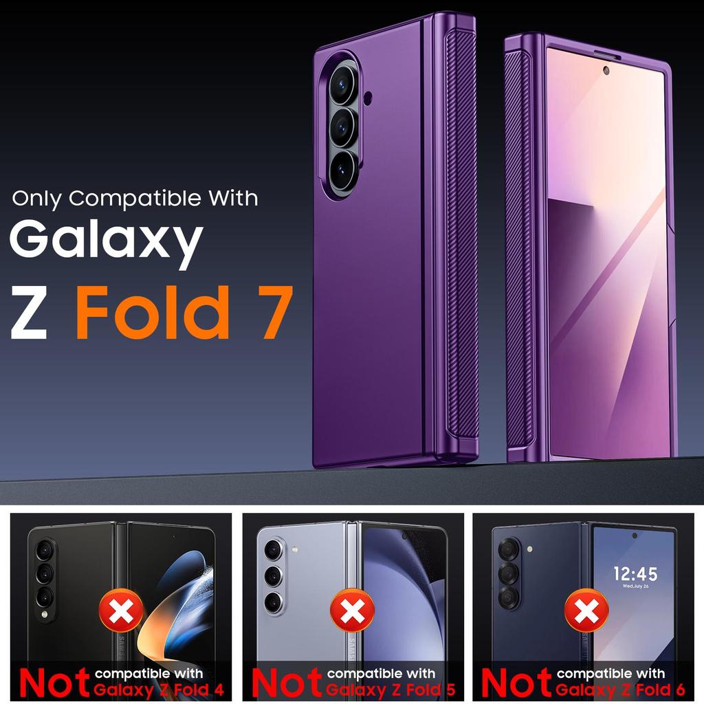 Vollständige Abdeckung mit Magnetring, integriertem Displayschutz und Ständer für Samsung Galaxy Z Fold 7 - Lila