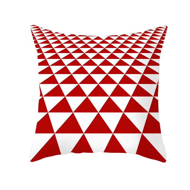 Red, Blue and Black Geometric Cushion Cover, Peach Skin Print Pillow Cover, Square Sofa Cushion, Home Textiles and Household Products