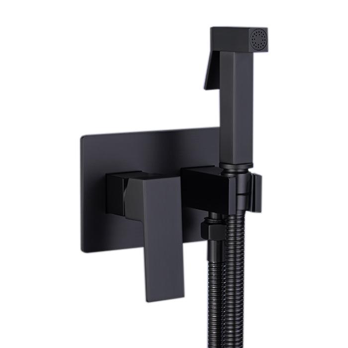 Matte Black Solid Brass (Copper Core) Handheld Bidet Sprayer - Wall-Mounted Health Faucet with Hose & Holder
