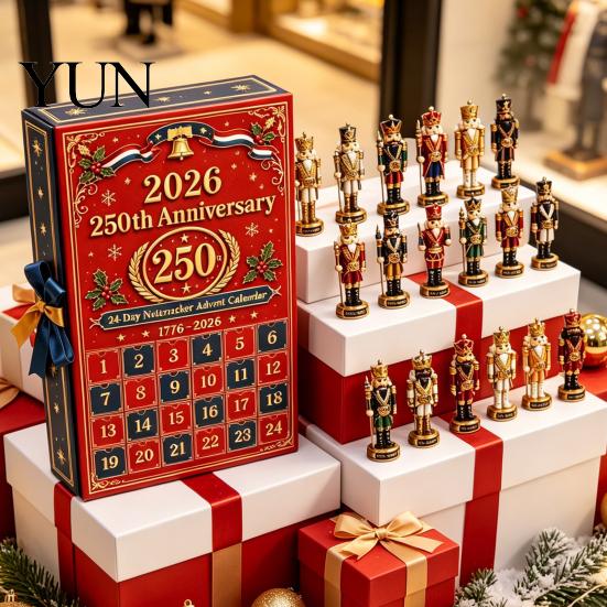 Christmas Party Favors 2026 Nutcracker Advent Calendar, 24-Day Retro Soldier Figure Countdown Set, 2D Interactive Holiday Toy Flat Acrylic Tree