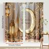 2PCS warm toned Ramadan floral decoration curtains, warm holiday style, living room and bedroom, drawbar pocket decoration